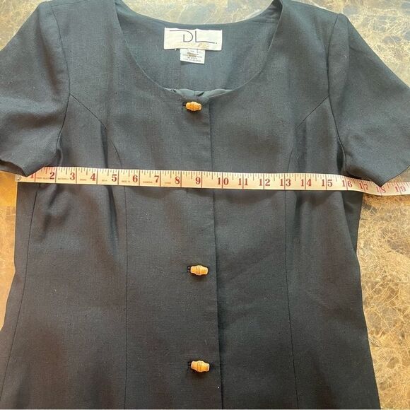 Vtg DL DEBORAH LAWS Womens Black Safari Print Linen Blend Dress - Picture 3 of 7